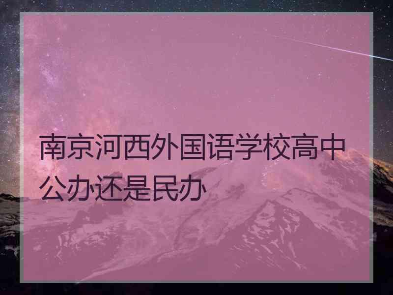 南京河西外国语学校高中公办还是民办