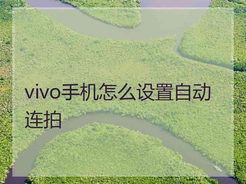 vivo手机怎么设置自动连拍