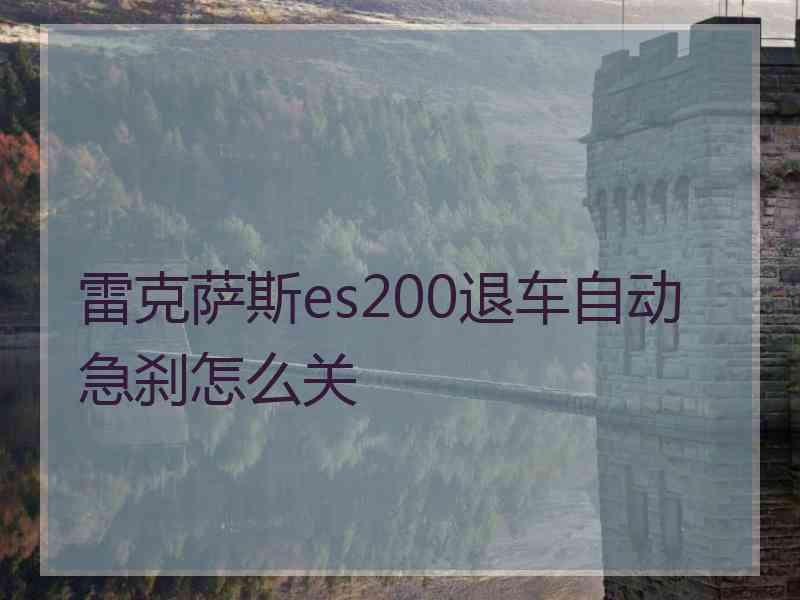 雷克萨斯es200退车自动急刹怎么关