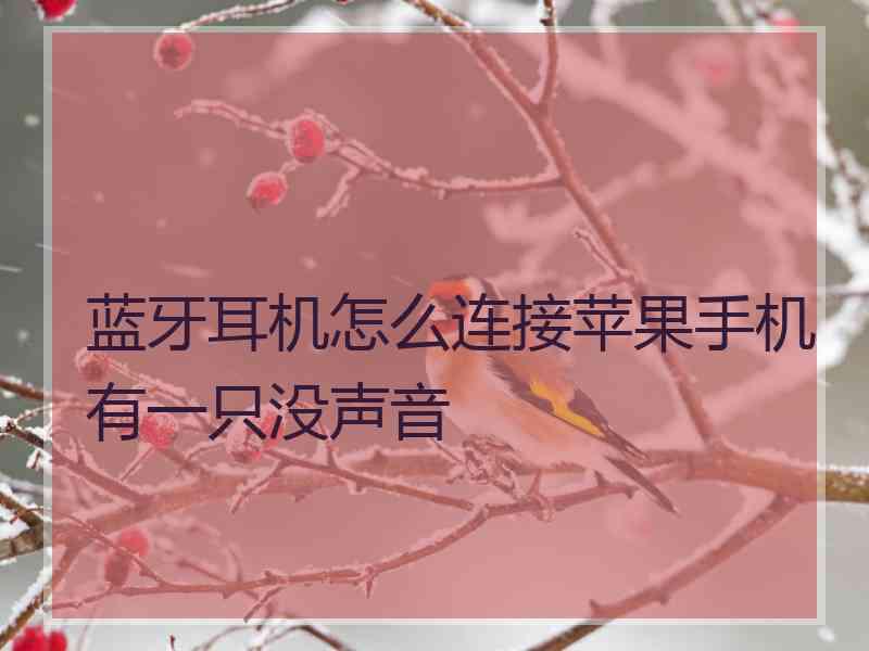 蓝牙耳机怎么连接苹果手机有一只没声音