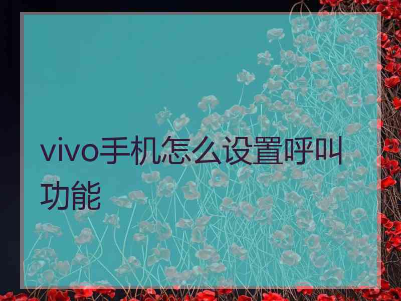 vivo手机怎么设置呼叫功能