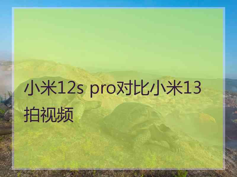 小米12s pro对比小米13拍视频