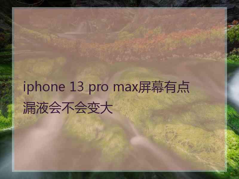 iphone 13 pro max屏幕有点漏液会不会变大