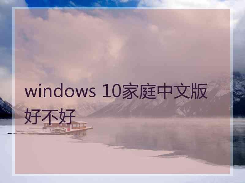 windows 10家庭中文版好不好