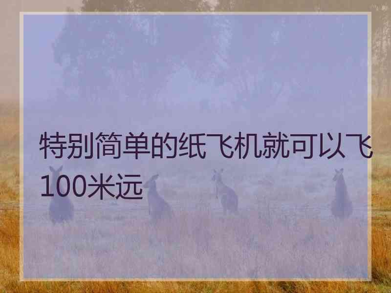 特别简单的纸飞机就可以飞100米远