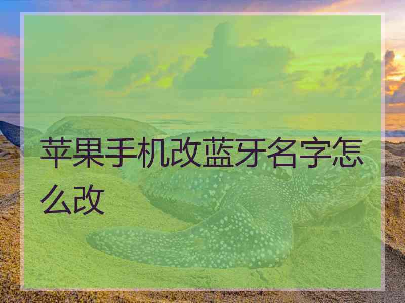 苹果手机改蓝牙名字怎么改