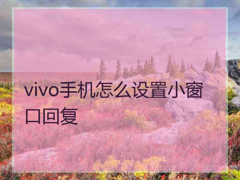 vivo手机怎么设置小窗口回复