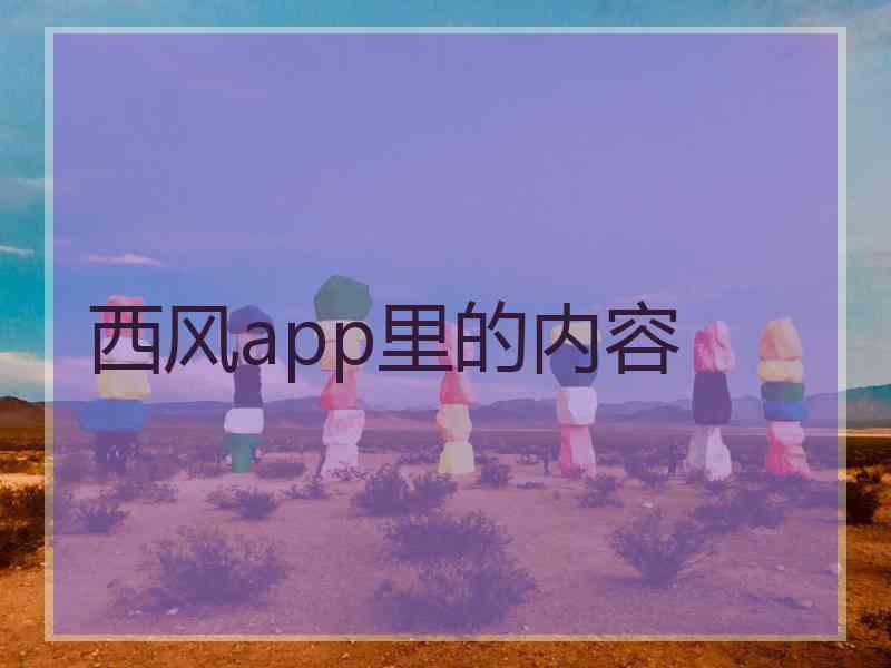 西风app里的内容