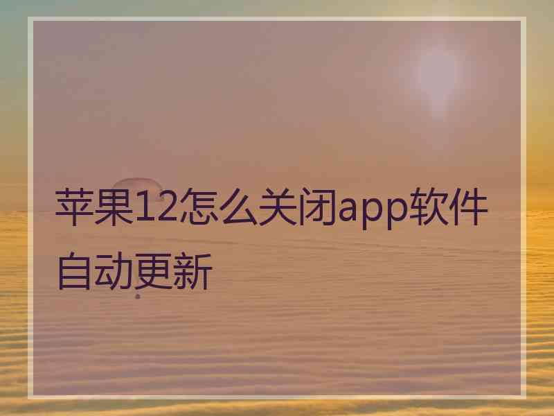 苹果12怎么关闭app软件自动更新