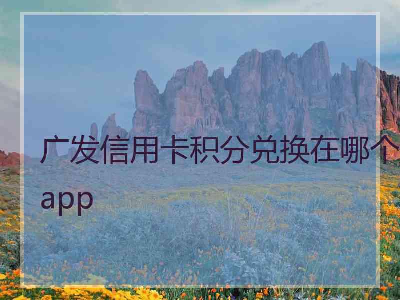 广发信用卡积分兑换在哪个app