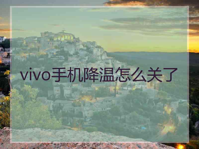 vivo手机降温怎么关了