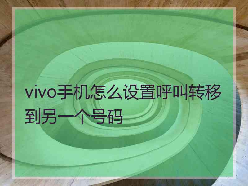 vivo手机怎么设置呼叫转移到另一个号码