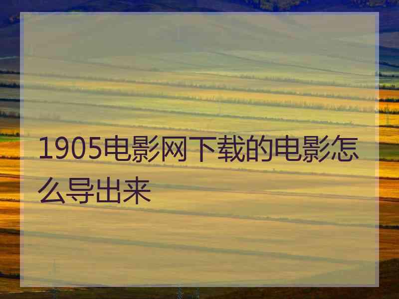 1905电影网下载的电影怎么导出来