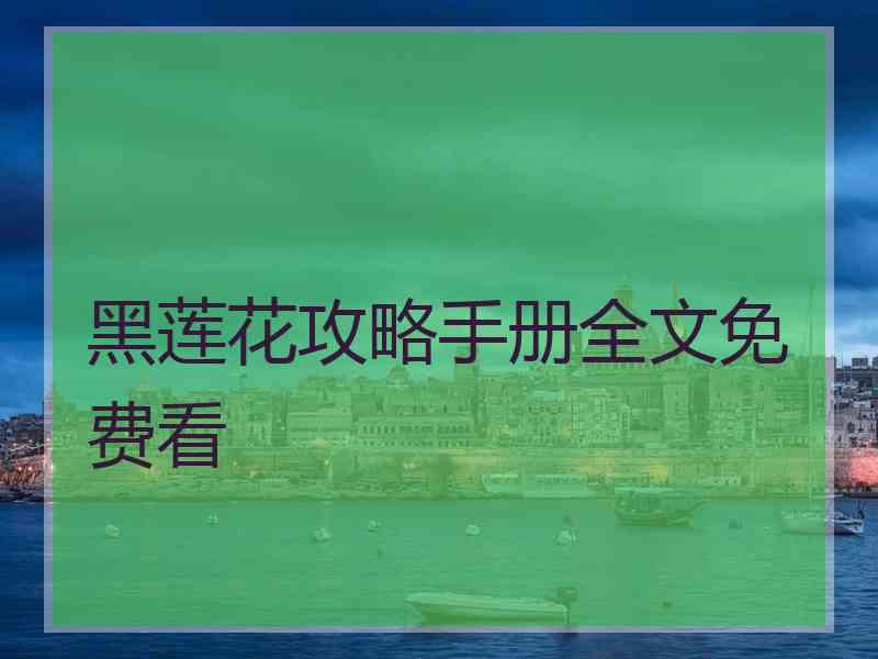 黑莲花攻略手册全文免费看