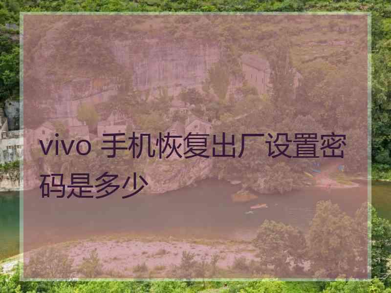 vivo 手机恢复出厂设置密码是多少