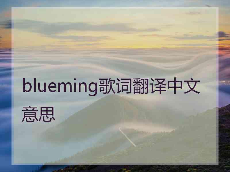 blueming歌词翻译中文意思