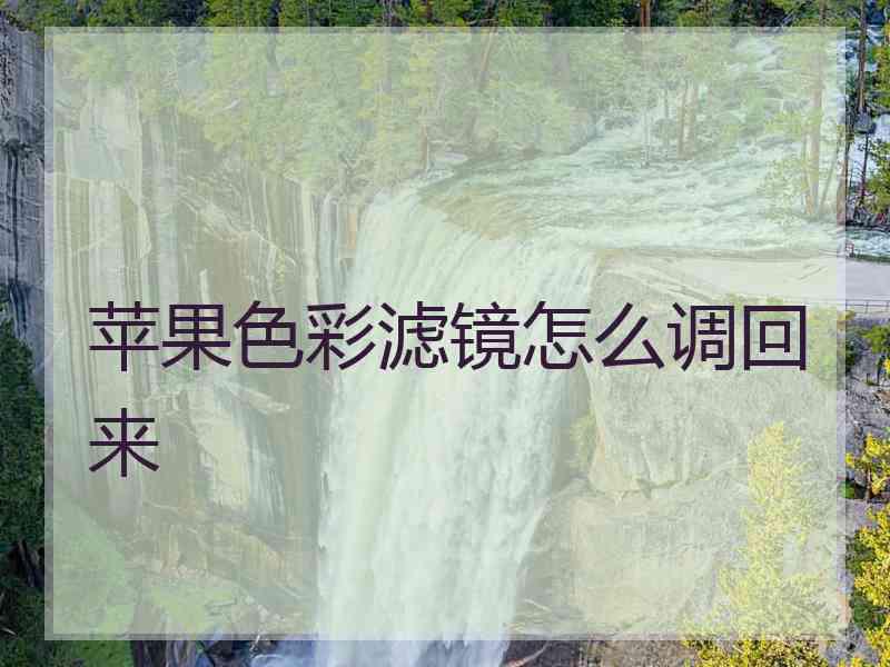 苹果色彩滤镜怎么调回来