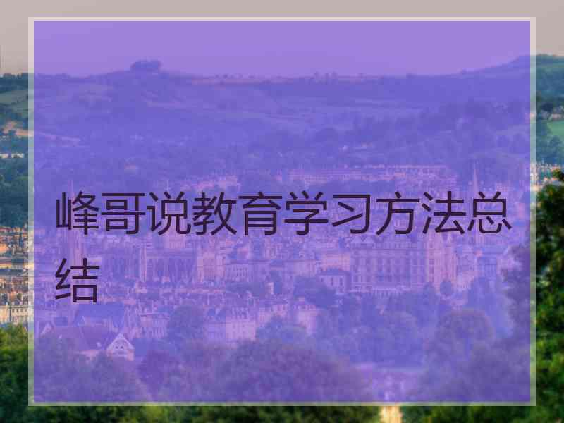 峰哥说教育学习方法总结