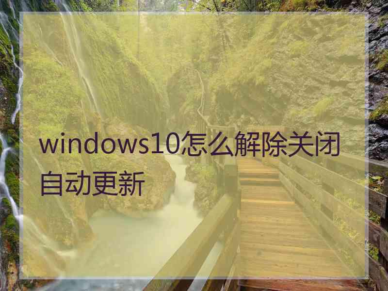 windows10怎么解除关闭自动更新