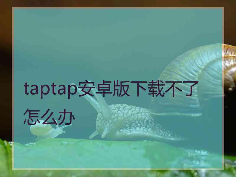 taptap安卓版下载不了怎么办