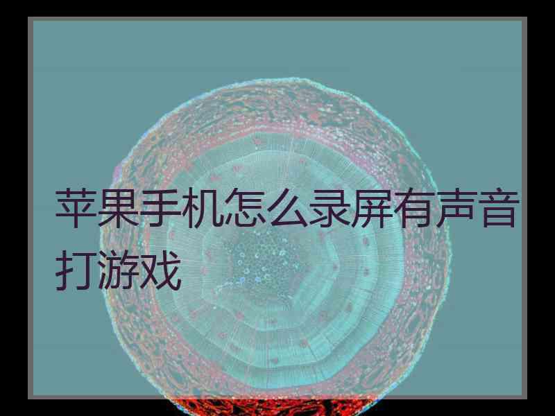 苹果手机怎么录屏有声音打游戏