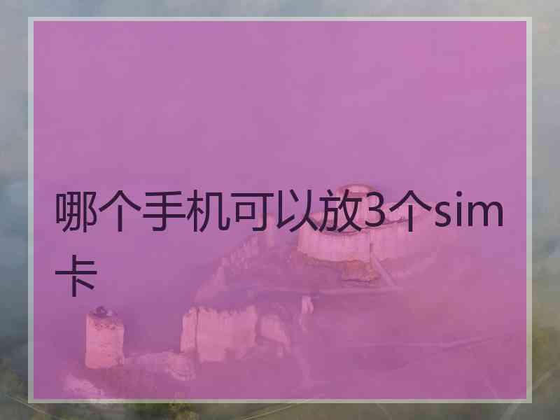 哪个手机可以放3个sim卡