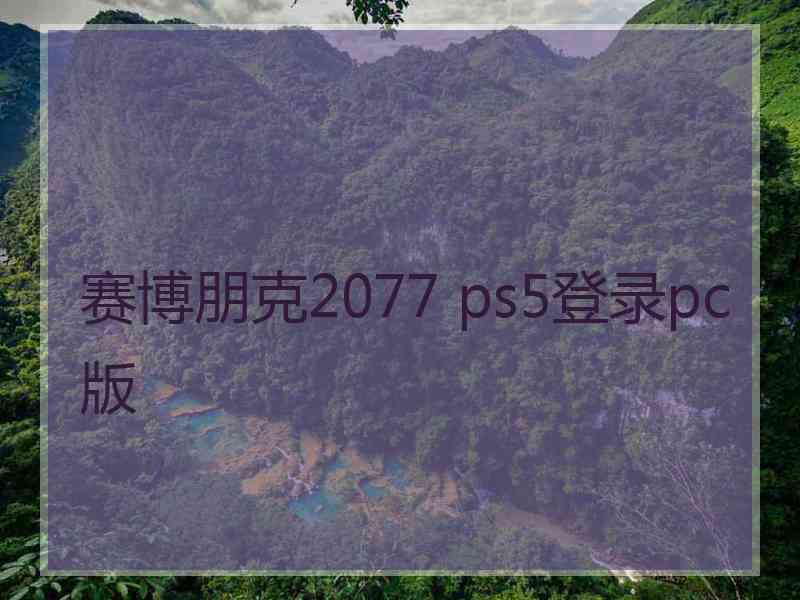 赛博朋克2077 ps5登录pc版