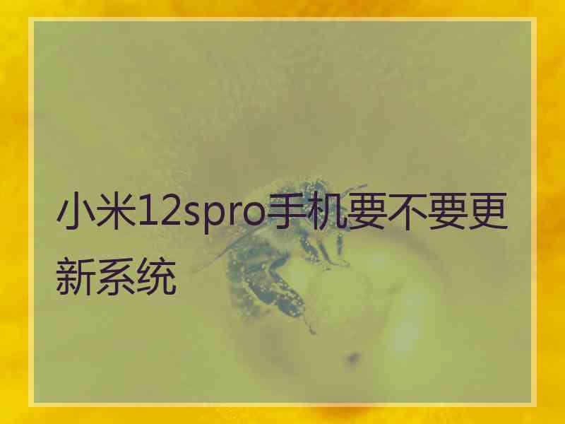 小米12spro手机要不要更新系统