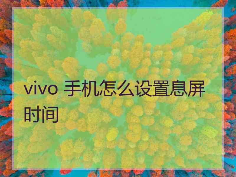 vivo 手机怎么设置息屏时间