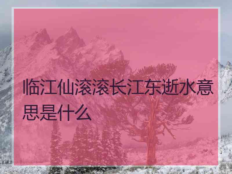 临江仙滚滚长江东逝水意思是什么