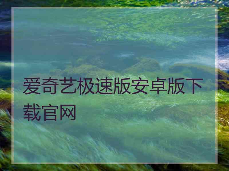 爱奇艺极速版安卓版下载官网