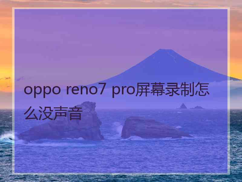 oppo reno7 pro屏幕录制怎么没声音