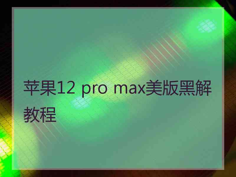 苹果12 pro max美版黑解教程