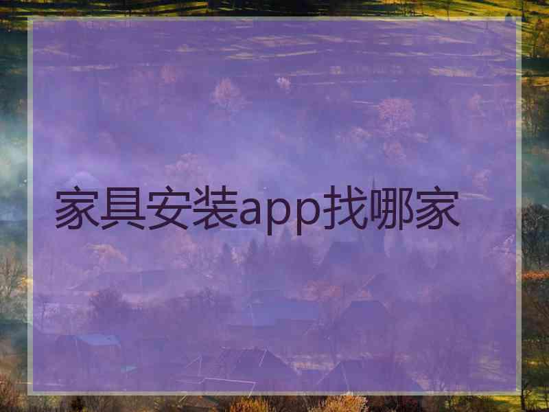 家具安装app找哪家