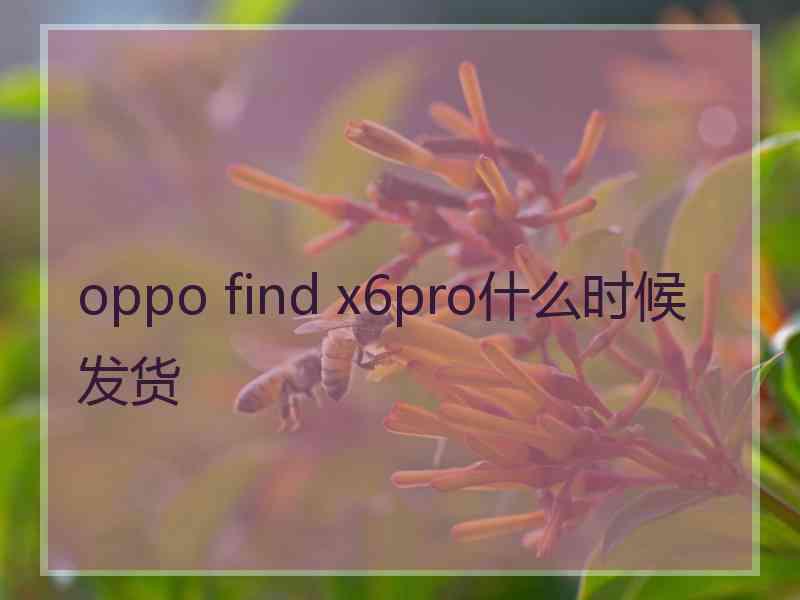 oppo find x6pro什么时候发货