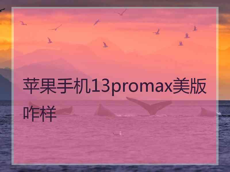 苹果手机13promax美版咋样