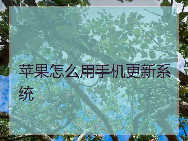 苹果怎么用手机更新系统