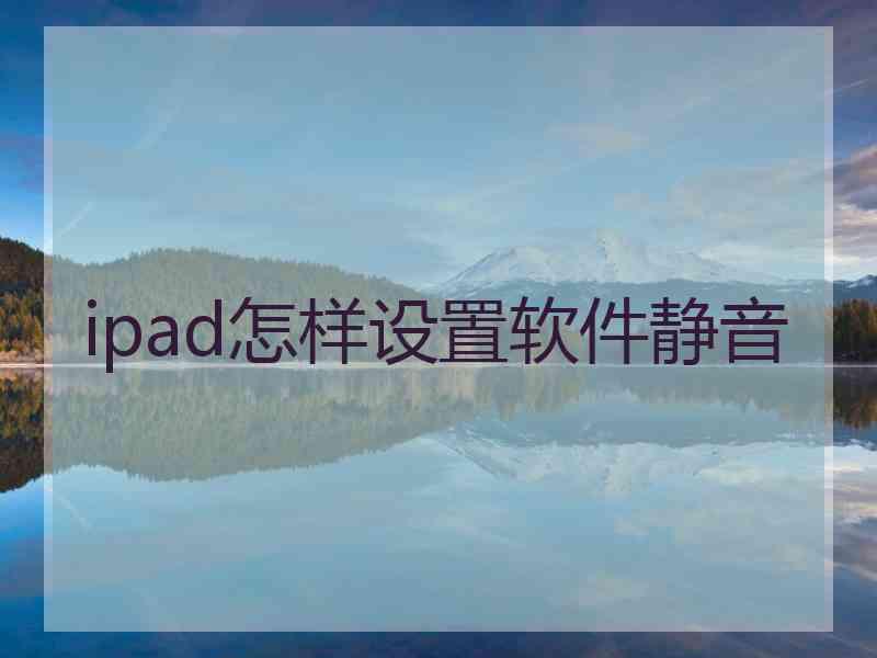 ipad怎样设置软件静音