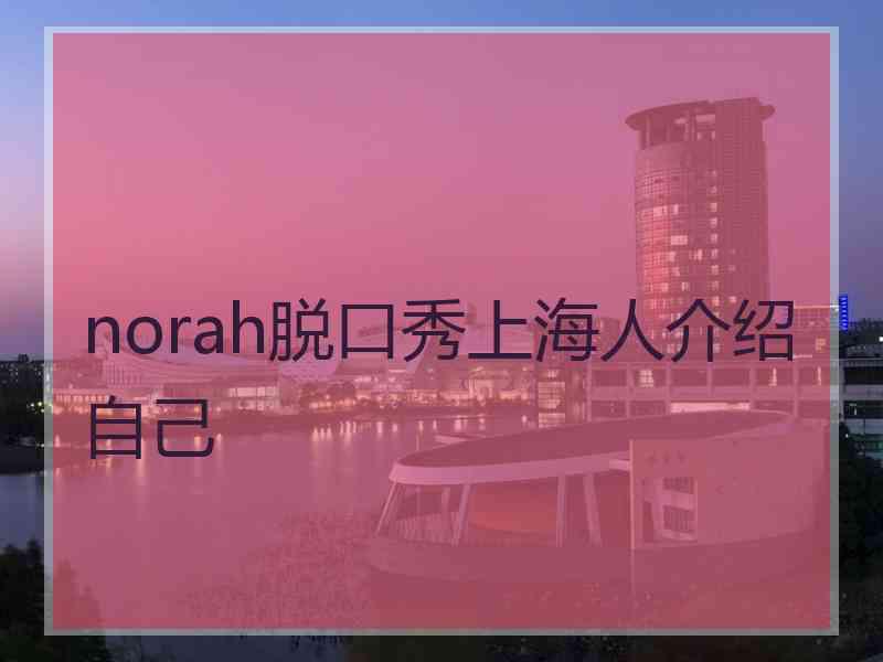 norah脱口秀上海人介绍自己