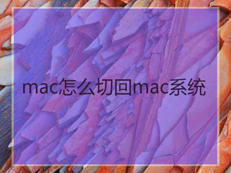 mac怎么切回mac系统