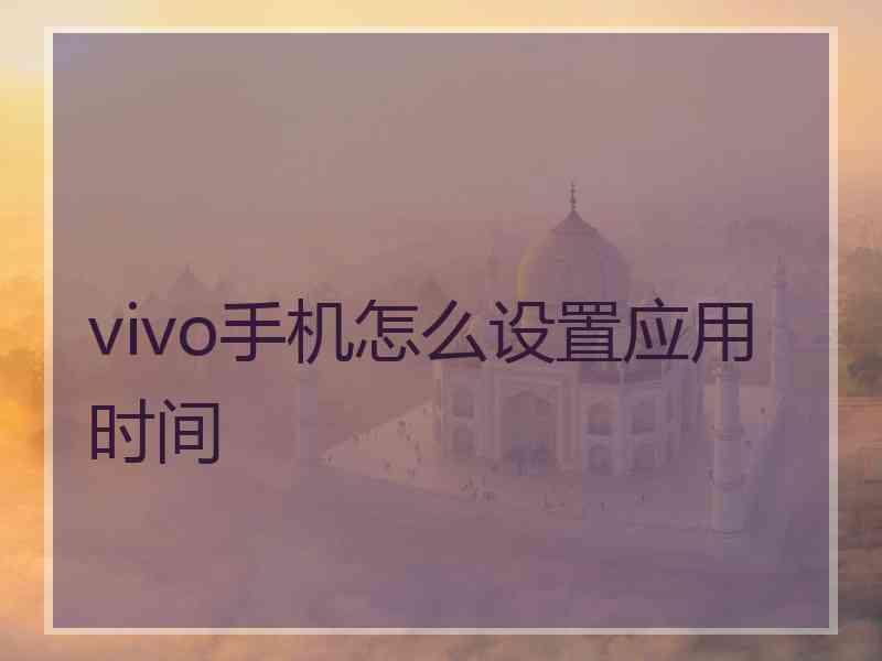 vivo手机怎么设置应用时间