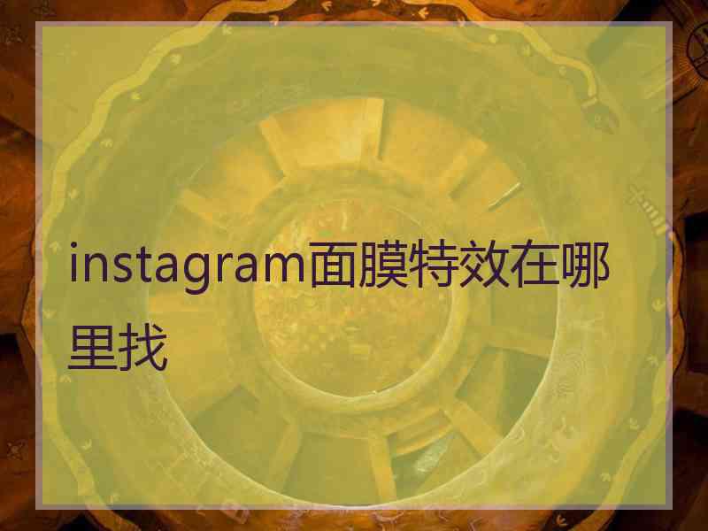 instagram面膜特效在哪里找