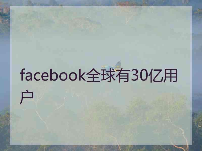 facebook全球有30亿用户