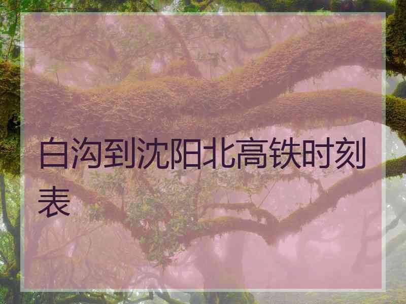 白沟到沈阳北高铁时刻表