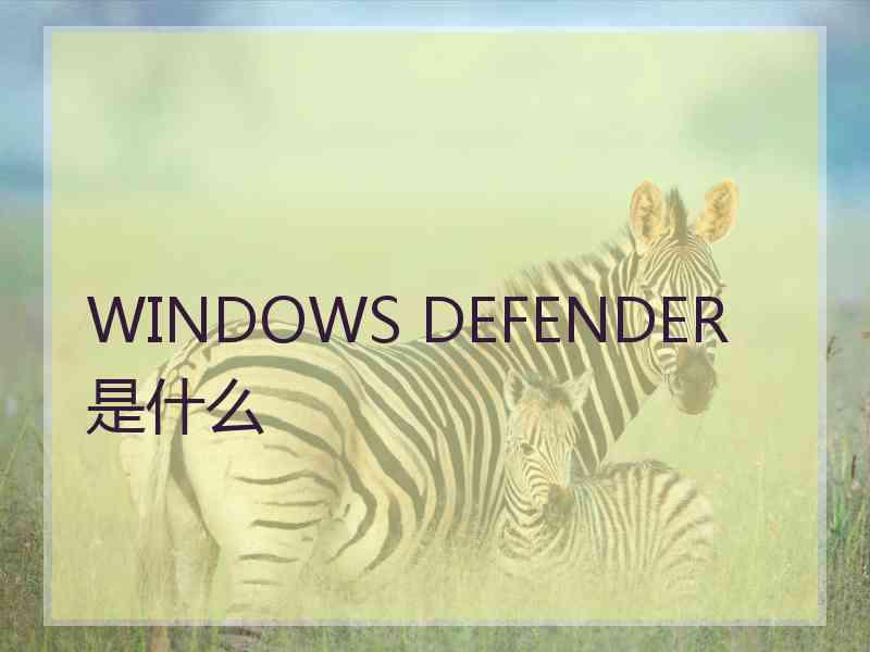 WINDOWS DEFENDER是什么