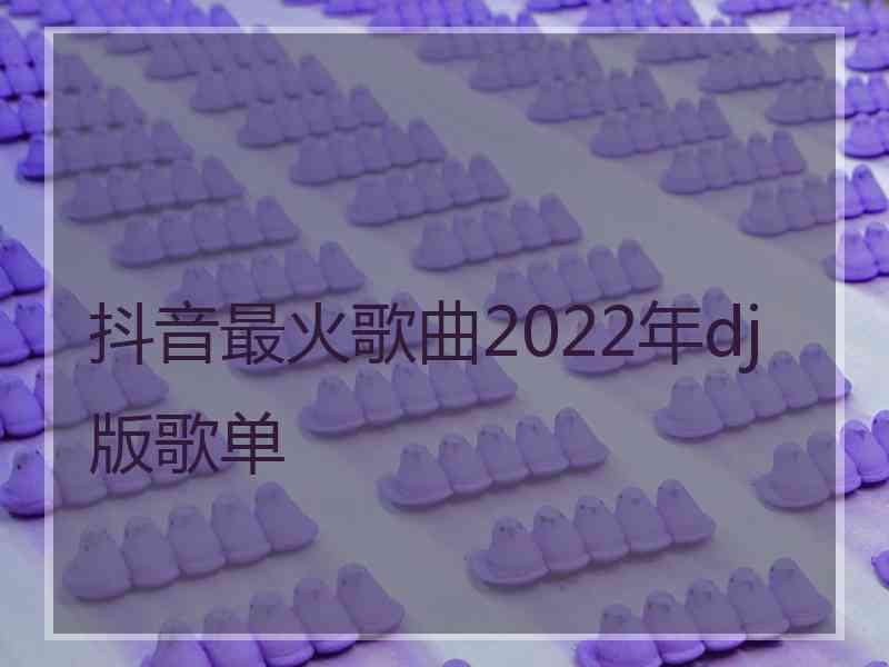 抖音最火歌曲2022年dj版歌单