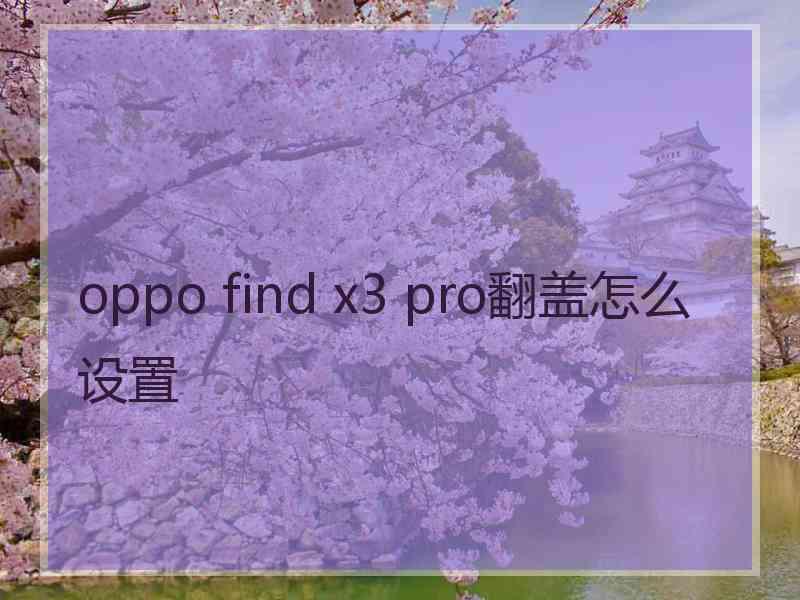 oppo find x3 pro翻盖怎么设置