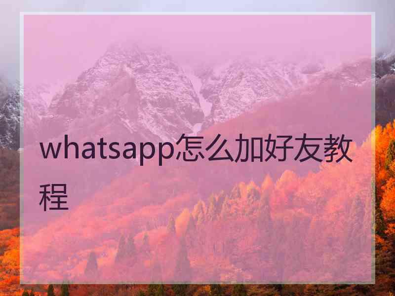 whatsapp怎么加好友教程