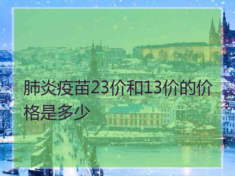 肺炎疫苗23价和13价的价格是多少