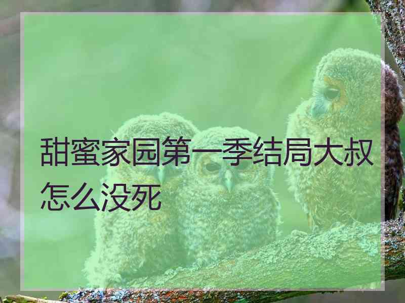 甜蜜家园第一季结局大叔怎么没死